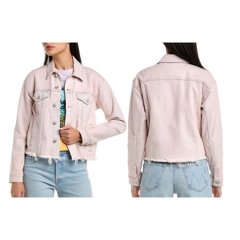 MOTHER Superior Cut Drifter Jacket Sz S Pink Blue Dunked Trouble Cottage Trucker